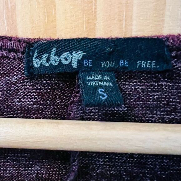 Bebop Be You Be Free maroon purple spacedye knit 3/4 sleeve dress S - Picture 7 of 7